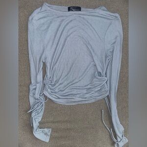 Elegant Light Gray Long Sleeve Women's Top
